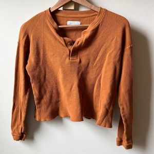 Everlane Orange Organic Cotton Waffle Henley Size S